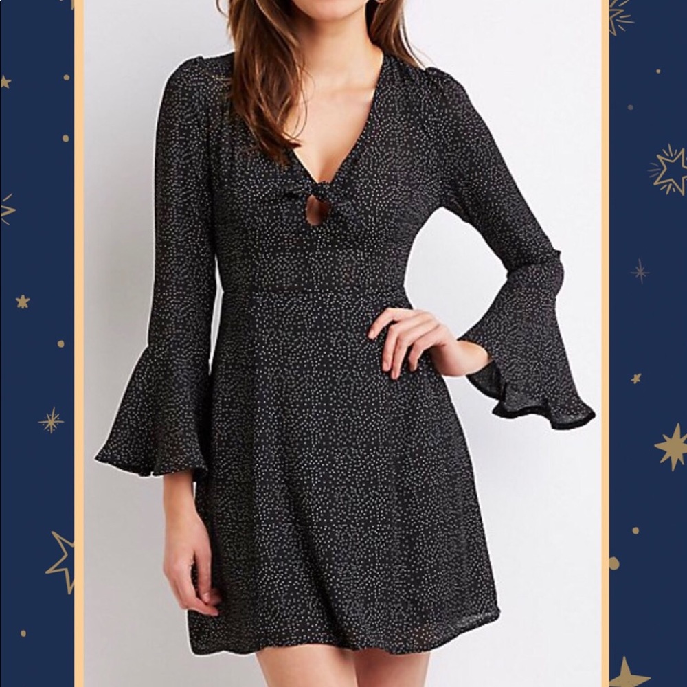 Charlotte Russe Polka Dot Bell Sleeve Skater Dress